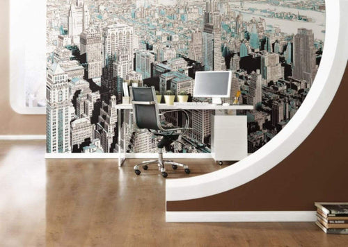 Komar Gotham Papier Peint 200x250cm 4 bandes ambiance | Yourdecoration.fr